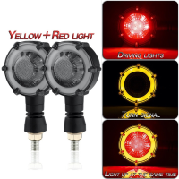 2pcs LED Motorcycle Turn Signal Lights Round Water Rotating Mode Red Blue White Motor Bulb Modified Steering Lamp