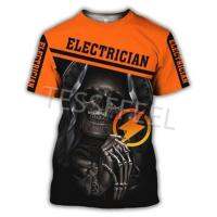 stock) (All in sizes are Tessfel Electrician Cable Height Work 3D Printing Summer Harajuku T-shirt Unisex Top O-Neck Short Sleeve Size 3 (You can customize the name and pattern for free)