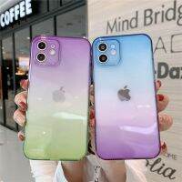 [สินค้าใหม่ในสต็อก] Ins สีสัน Gradient โปร่งใสซิลิคอนเคสโทรศัพท์สำหรับ iPhone 14 13 12 11 Pro Max XR XS 7 8 Plus สไตล์กันกระแทก Soft Cover