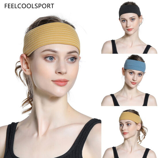 Feelcoolsport băng đô rộng vành co giãn sọc mới bán chạy băng đô len dệt - ảnh sản phẩm 1