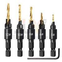 JUYI ดอกสว่านเจาะไม้6ชิ้นชุดดอกสว่านขนาดสกรู Pilot Hole Hand Tool Set #5 #6 #8 #10 #12