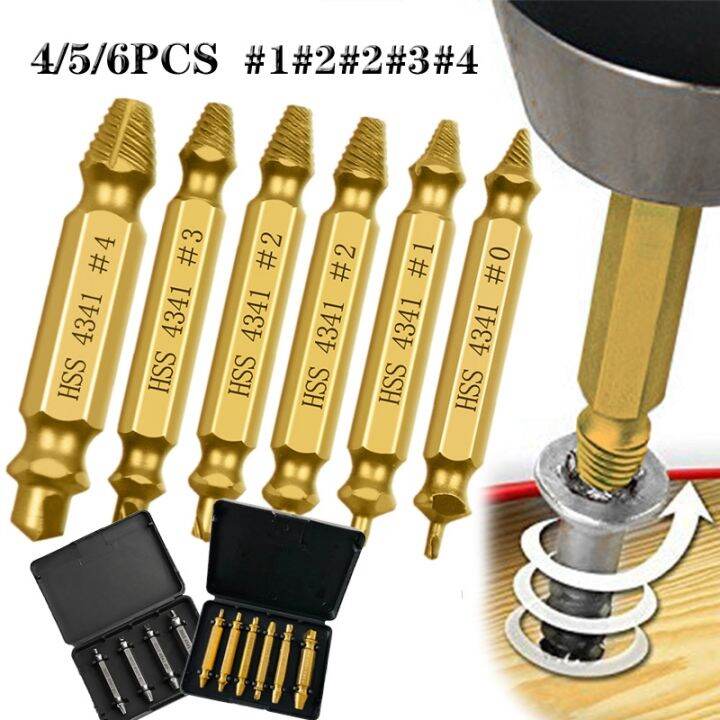 4/5/6 PCS Damaged Screw Extractor Drill Bit Set Stripped Easily Take
