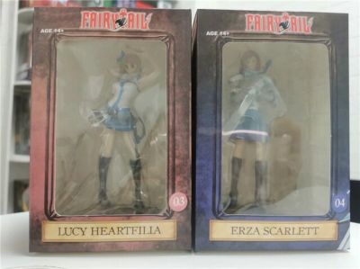 อะนิเมะ Fairy Tail Etherious Lucy Heartfilia Erza Scarlet Natsu Dragneel สีเทา Fullbuster Pvc Action Figures ของเล่นตุ๊กตา S