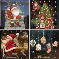 Merry Christmas Window Stickers Santa Claus Xmas Tree Stickers Christmas Decorations for Home Navidad 2022 Happy New Year 2023