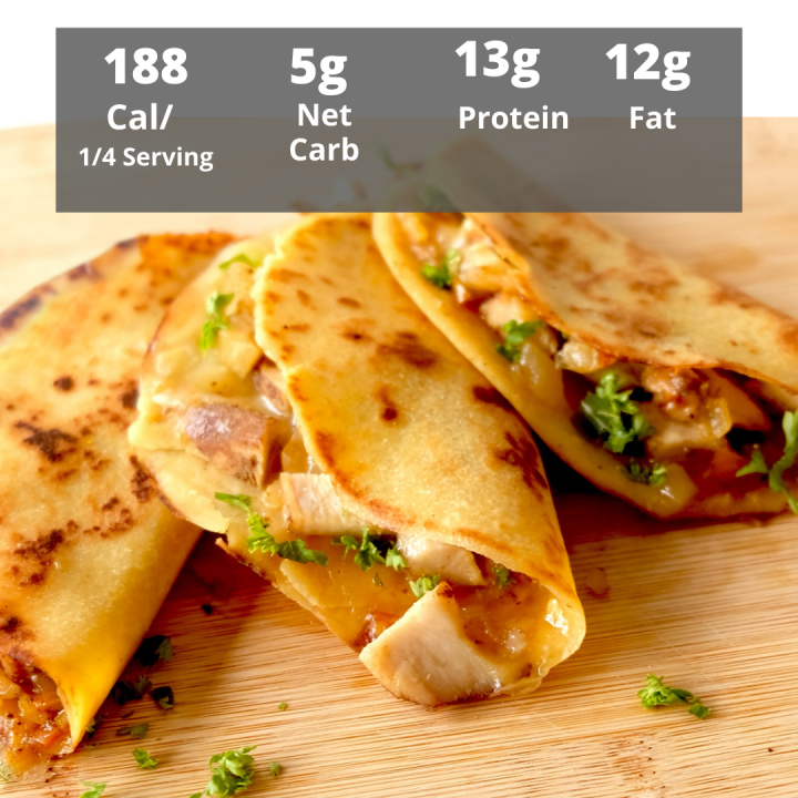 FITNESS & FLAVORS LOW CARB KETO QUESADILLA CHICKEN QUESADILLA PULLED