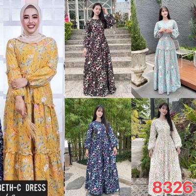 🌻Siren Shop51🌻c ชุดเดรส Elizabeth Dress ผ้าชีฟองเนื้อทราย พิมพ์​ลายดอกไม้สุดน่ารัก No.8326