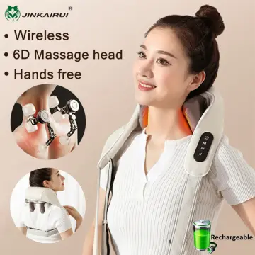 Hot Compress Pulse Kneading Neck Massager Deep Tissue 4 Massage Heads Neck  Massager Electric Massager - White