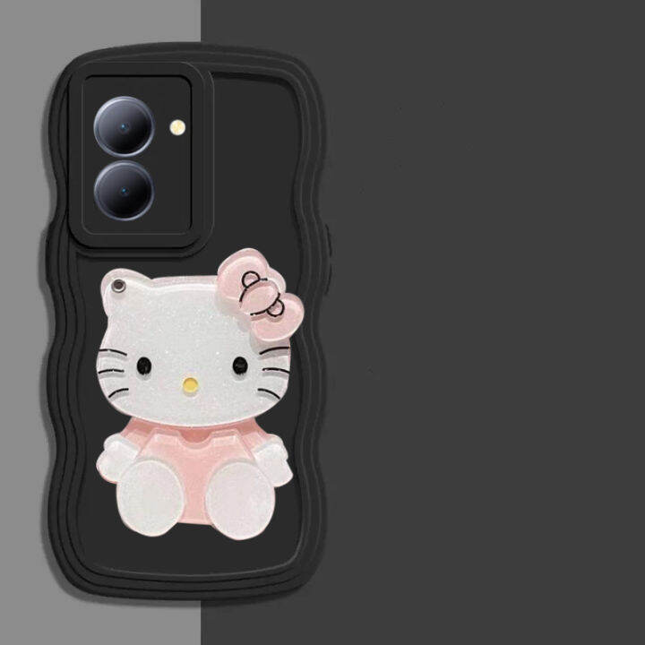 เคส-vivoy36-phone-case-vivo-y36-5g-4g-เรียบง่ายลายคลื่นของเเข็งสีใหญ่พร้อม-hellokitty-ปกป้องเลนส์กระจกแต่งหน้าฝาครอบแบบนิ่ม2023