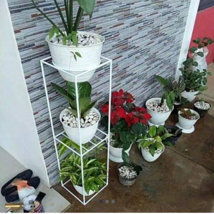 Rak Pot Dari Besi Kotak - Standing Pot Bunga Dari Besi - Rak Persegi ...