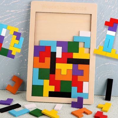 Colorful 3D Puzzle Wooden Educational Toys Tangram Math Game Children Pre-school Magination Shapes Puzzle Toy For Kids Jigsaw