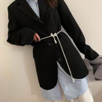 【In Stock】❤ Pearl waist chain womens summer temperament all-matching skirt shirt suit thin waist seal retro punch-free ins wind belt