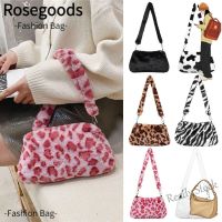 【Ready Stock】 ♙✙✑ C23 ROSE Lady Handbags Casual Messenger Bags Shoulder Bags Women Animal Print Leopard Plush Crossbody Bags Underarm Bags