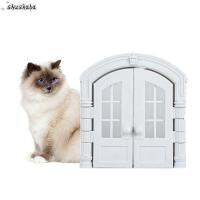 SHUSHABA Weatherproof Cat No Flap Door ประตูนิรภัยลูกสุนัขพลาสติกสีขาวหน้าต่างแมวย้อนยุคสำหรับหน้าต่าง