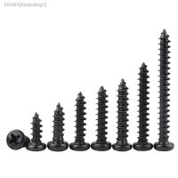 ✹◐ 100 pcs/lot Cross Round Head Phillips Self-tapping Screw M1 M1.2 M1.4 M1.5 M1.7 M2 M2.3 M2.6 M3 M3.5 M4 M5 Black Carbon Steel