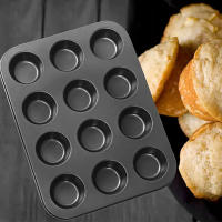 6 and 12 Holes Non-Stick Round Cupcake Mold Pan Muffin Tray Carbon Steel Baking Pan Pudding Bakeware Biscuit Pan