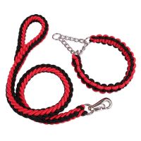 1.2M Length Double Strand Rope Large Dog Leashes Metal P Chain Buckle National Color Pet Traction Rope Collar Set For Big Dogs