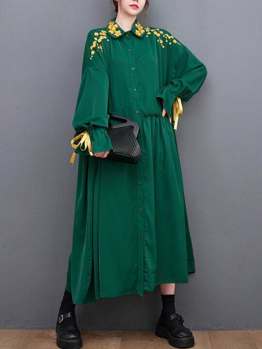 xitao-dress-fashion-loose-woman-full-sleeve-embroidery-shirt-dress