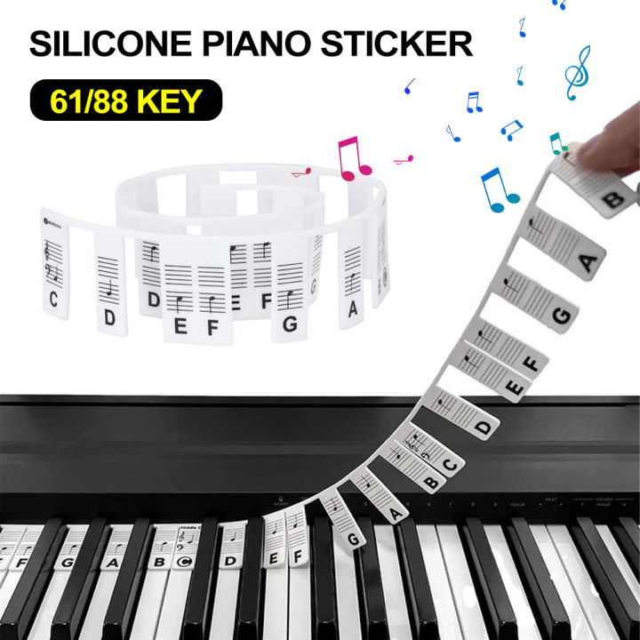 Piano Keyboard Stickers Removable Silicone Piano Keys Note Labels for ...