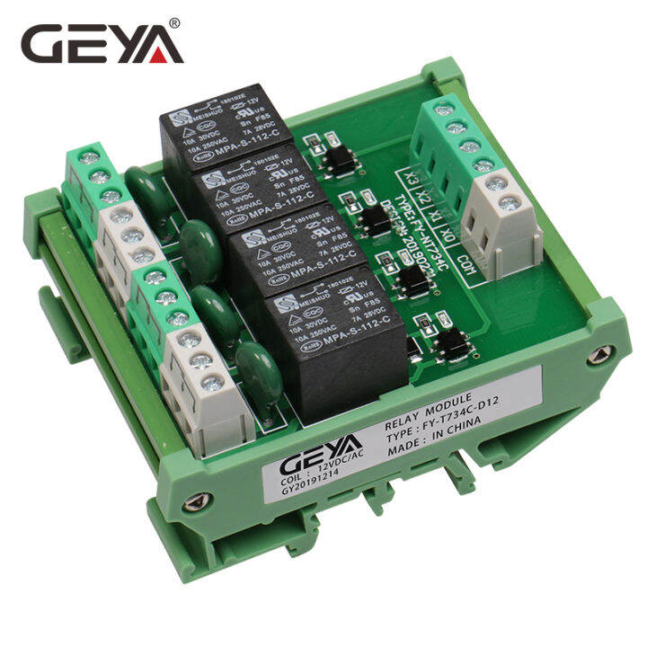 จัดส่งฟรี-geya-4ช่องโมดูลรีเลย์1-spdt-din-rail-mount-12v-24v-dcac-อินเทอร์เฟซโมดูลรีเลย์สำหรับ-plc-230va-c-5vdcs