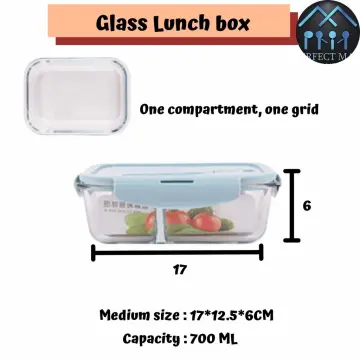 1040ML Multi-grid Glass Lunch Box Meal Prep Containers Glass Food