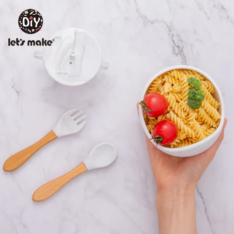 Let'S Make 1set Silicone Baby Feeding Set Waterproof Spoon Non-Slip  Feedings Silicone Bowl Tableware Baby Products Baby Plate