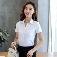 2023 summer white shirt female han edition OL business attire temperament show thin tooling with short sleeves shirt uniform dress
