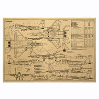 【H068】 New F-15E Attack Eagle Three Views Kraft Paper Poster Bar Cafe Wall Decoration Painting