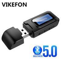ตัวรับสัญญาณ5.0บลูทูธดองเกิล USB สีดำสีดำพร้อมจอแสดงผล LCD 2IN1มินิ3.5มม. แจ็ค AUX USB ตัวรับสัญญาณ WiFi สำหรับทีวีในรถพีซี