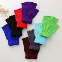 1Pair Unisex Black Half Finger Fingerless Gloves for Women and Men Wool Knit Wrist Cotton Gloves Winter Warm Work Gloves Full