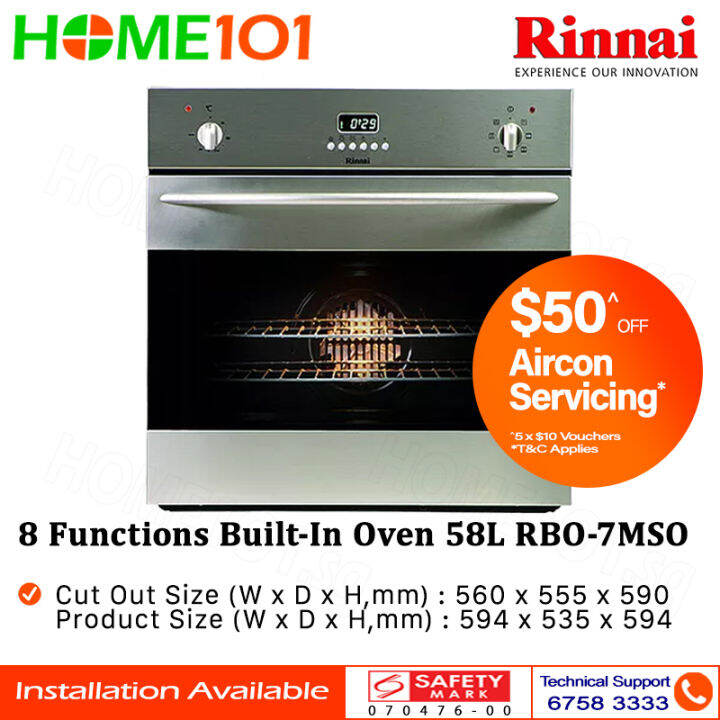 Rinnai 8 Functions BuiltIn Oven 58L RBO7MSO Lazada Singapore