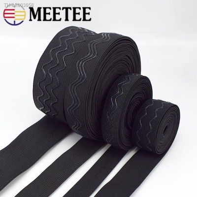 ▩✵ 2/5/10M 20/25/30/40mm Non-slip Elastic Band Wave Silicone Rubber Bands Webbing DIY Clothes Belt Spring Ribbon Tape Sew Accessory