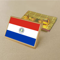 Paraguay flag pin 2.5*1.5cm zinc die-cast PVC colour coated gold rectangular medallion badge without added resin