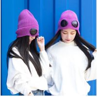 【YD】 Woolen hat Womens autumn and winter childrens warm knitted with plush thickened womens windproof cold ear