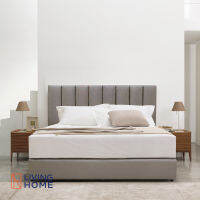 ผ่อน 0% เตียง  3.5 / 5 / 6 ฟุต หนังไหม สีเทา รุ่น PEACH | Livinghome Furniture