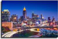 Xx337-atlanta จอร์เจียเส้นขอบฟ้า Cityscape สว่างในเวลากลางคืนภูมิทัศน์โปสเตอร์ภาพพิมพ์ศิลปะโปสเตอร์ภาพตกแต่งศิลปะบนผืนผ้าใบสำหรับติดกำแพงห้องนั่งเล่นโปสเตอร์ภาพวาดตกแต่งห้องนอน16 × 24inch40 × 60ซม