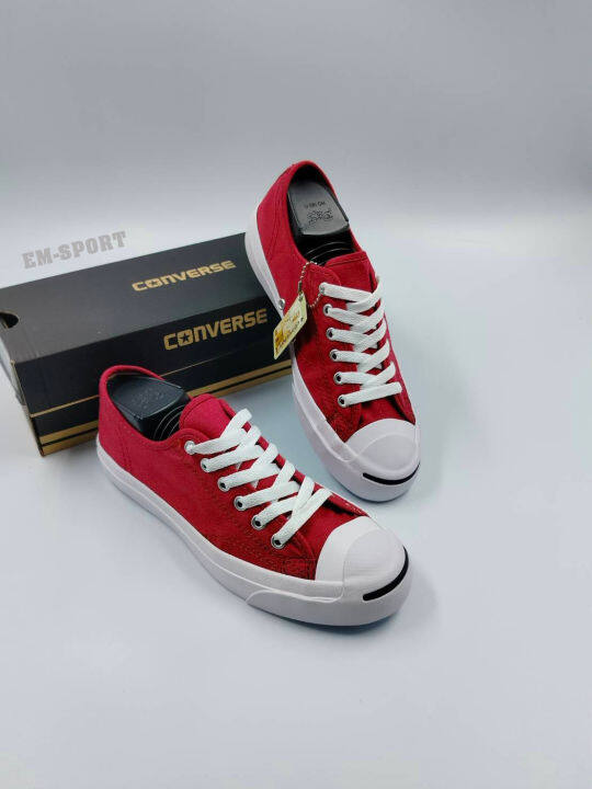 รองเท้า-converse-jack-purcell-สีแดงเลือดหมู-รองเท้าผ้าใบ-รองเท้าผู้ชาย-ผู้หญิง-สินค้าพร้อมส่ง-อุปกรณ์ครบเซ็ต