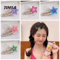 TIMIA สีสันสดใส คลิปผมรูปดาว โลหะสำหรับตกแต่ง ฮาราจูกุ น่ารักน่ารักๆ คลิปด้านข้าง สำหรับผู้หญิง