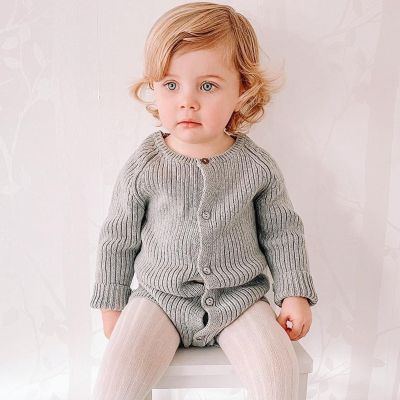 [COD] Ins baby autumn knitted sweater bag fart jumpsuit spring and triangle romper childrens
