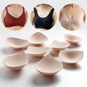 1 Pair of Round Shaped Bra Inserts Pads, Sewn Stitched, with Breathable  Holes, Removable Sport Bra Cups Insert
