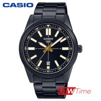 Casio Standard นาฬิกาข้อมือสุภาพบุรุษ สายแสตนเลส รุ่น MTP-VD02B-1EUDF (สีดำ / หน้าปัดสีดำ)