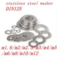 100pcs/50PCS DIN125 M1.6 M2 M2.5 M3 M3.5 M4 M5 M6 M8  304 Stainless Steel Flat Washer Plain Washer Flat gasket Picture Hangers Hooks