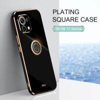 [Phone case]หรูหราชุบตารางกันชนผู้ถือแหวนกรณีโทรศัพท์บนสำหรับ Xiaomi Mi 11 Lite 5กรัม Mi11 Xiomi 11 Lite Xiaomi11ซิลิโคนยืนปก