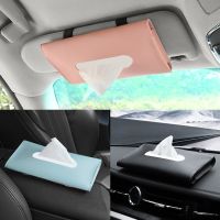 ✆❁ Car Sun Visor Tissue Boxes Car Tissue Box Towel Holder Hanging Visor Auto Interior Storage Decoration Accessories PU Leather