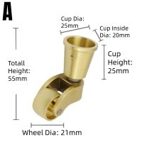 1/4ชิ้นล้ออุปกรณ์ถ้วยกลมอเนกประสงค์ล้อขาเฟอร์นิเจอร์แบบทนทานทองเหลืองสำหรับโซฟาเก้าอี้ตู้โต๊ะเปียโน