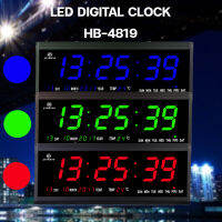 Jinheng นาฬิกาแขวนจอแสดงผลดิจิตอล LED, HB-4819 สีแดง, สีฟ้า, สีเขียว, สีขาว, นาฬิกาปฏิทินถาวร, 48x19x4cm ?พร้อมหัวชาท+สายUSB?