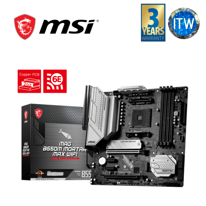 MSI MAG B550M Mortar Max WiFi Micro-ATX AM4 DDR4 Motherboard | Lazada PH