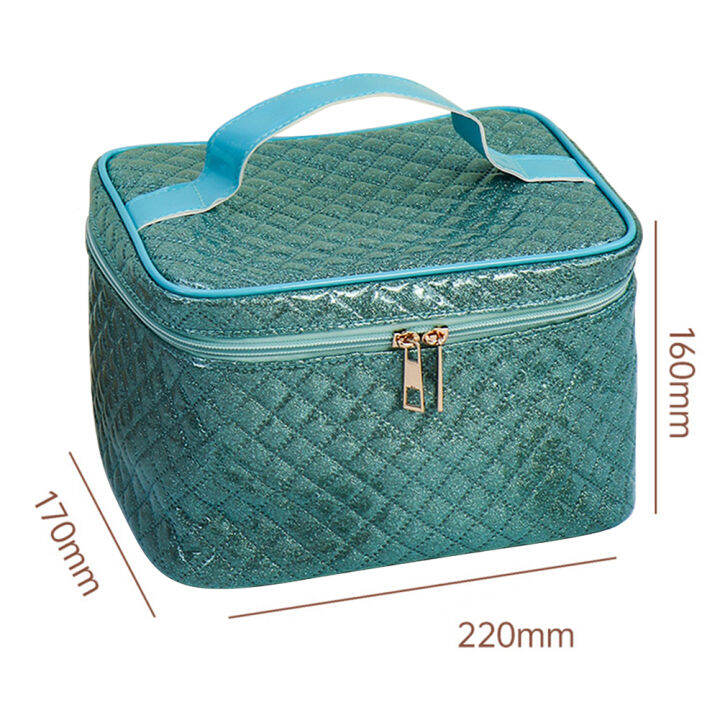 ready-กระเป๋าใส่อุปกรณ์อาบน้ำหนัง-pu-ความจุขนาดใหญ่ลายสก๊อตกระเป๋าเดินทางอเนกประสงค์กันน้ำแบบพกพาสี่เหลี่ยมมีซิปแฟชั่น
