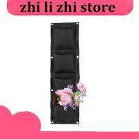 zhilizhi Store 4 Pockets Flowers Bags Black Wall-mounted Planting Vertical Plant Bag Vegetable Life Household Flower Pots Home