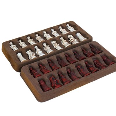 New Antique Chess Small Leather Chess Board Qing Lifelike Chess Pieces Characters Parenting Gifts Entertainment