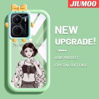 เคส JIUMOO สำหรับ VIVO Y35 Y16 5G Y56 5G เคสแฟชั่นทันสมัยเด็กผู้หญิงสีสันสดใสน่ารักกล้องมอนสเตอร์น้อยนิ่มสำหรับเลนส์กันกระแทกแบบใสเคสมือถือป้องกันซิลิโคนง่ายปลอกความคิดสร้างสรรค์โปร่งใส